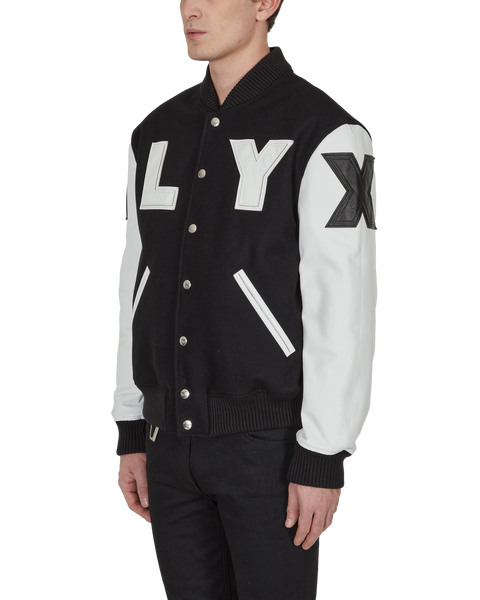 Alyx Mixed Media Logo Patch Varsity Jacket In Black