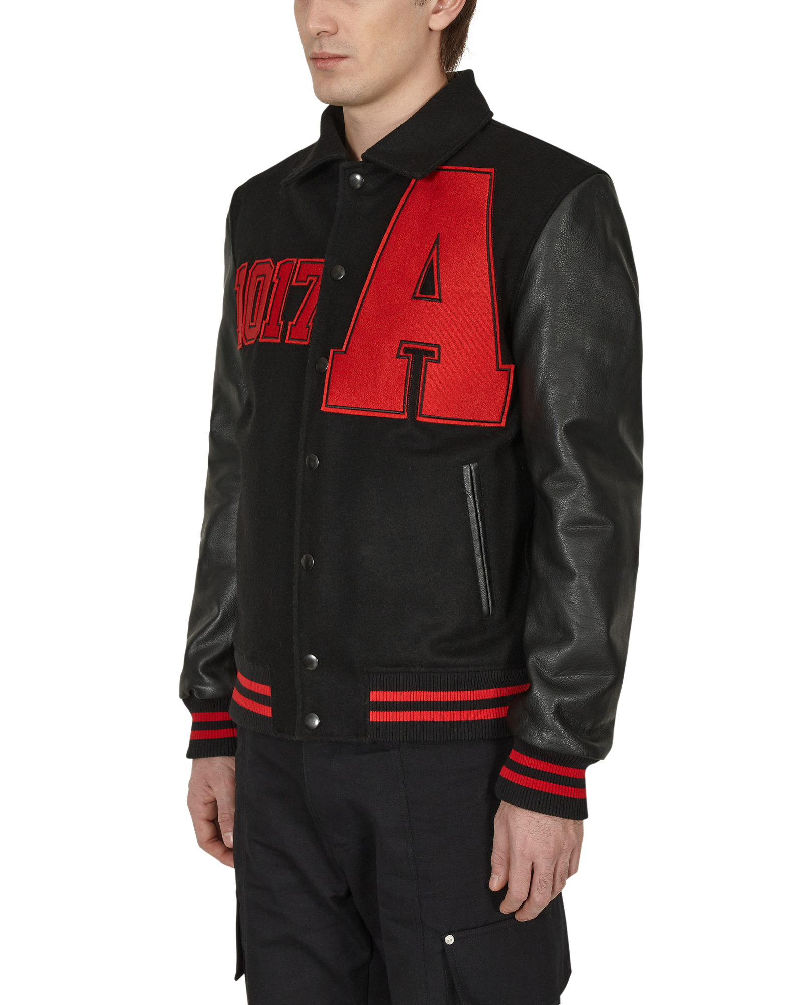 1017 ALYX 9SM Leather Embroidered Varsity Jacket