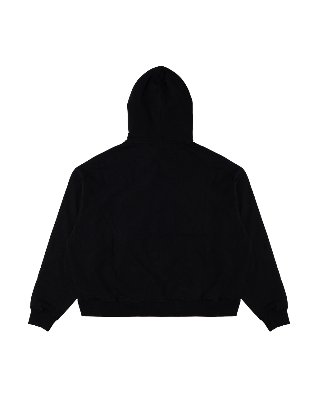 BLACK BOXY ZIP-UP HOODIE