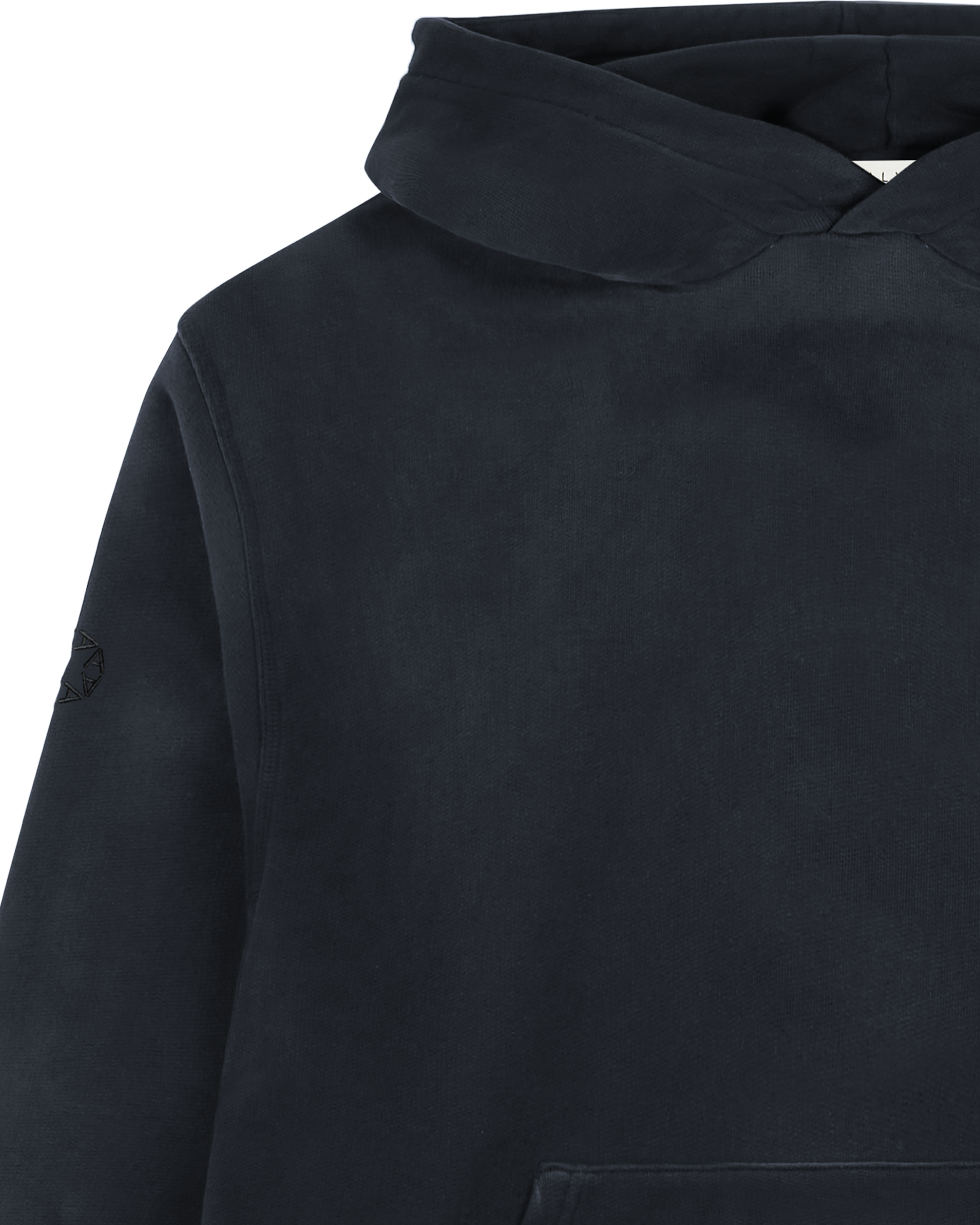 BLACK GARMENT DYE BOXY HOODIE