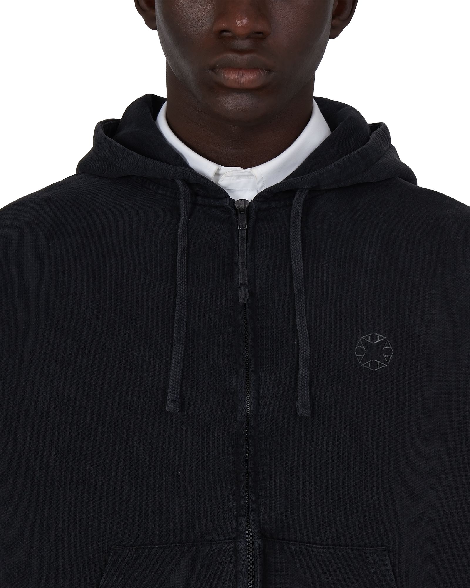 CHARCOAL GREY BOXY ZIP-UP HOODIE