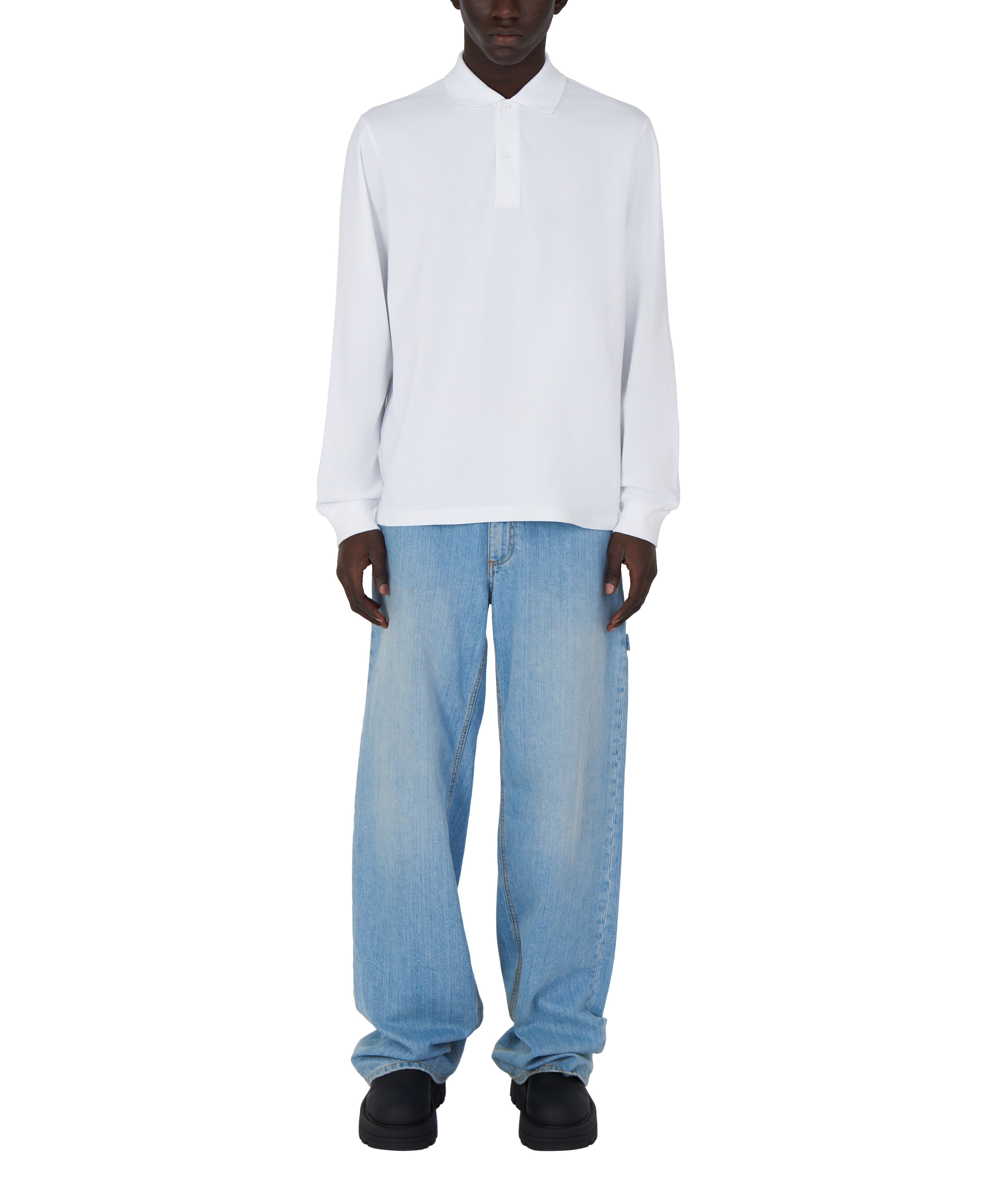 WHITE LONG SLEEVE POLO SHIRT