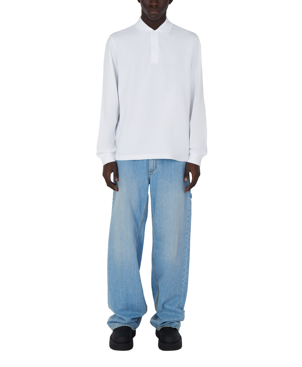 WHITE LONG SLEEVE POLO SHIRT