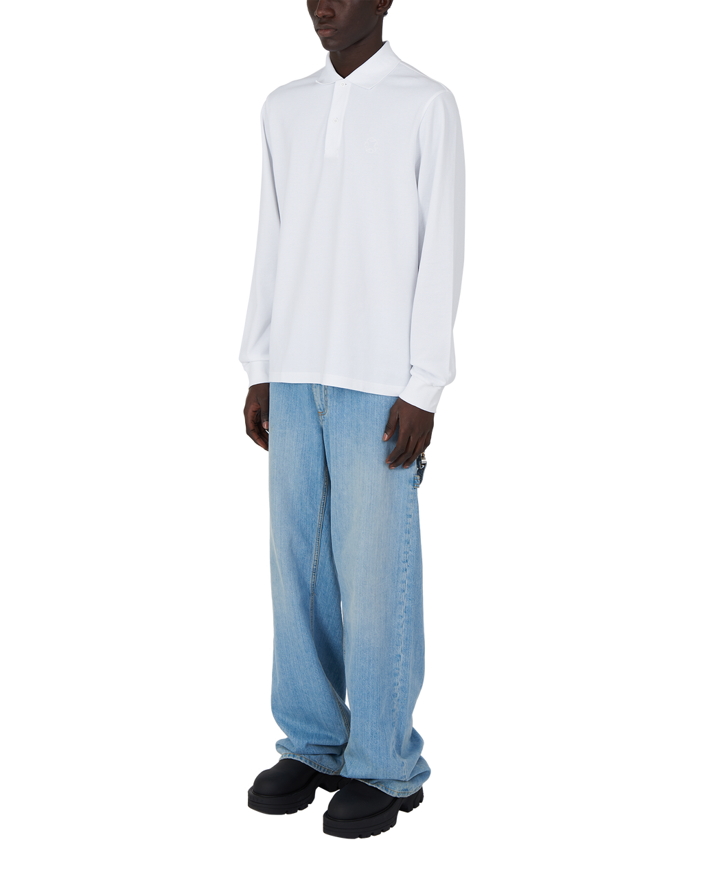 WHITE LONG SLEEVE POLO SHIRT