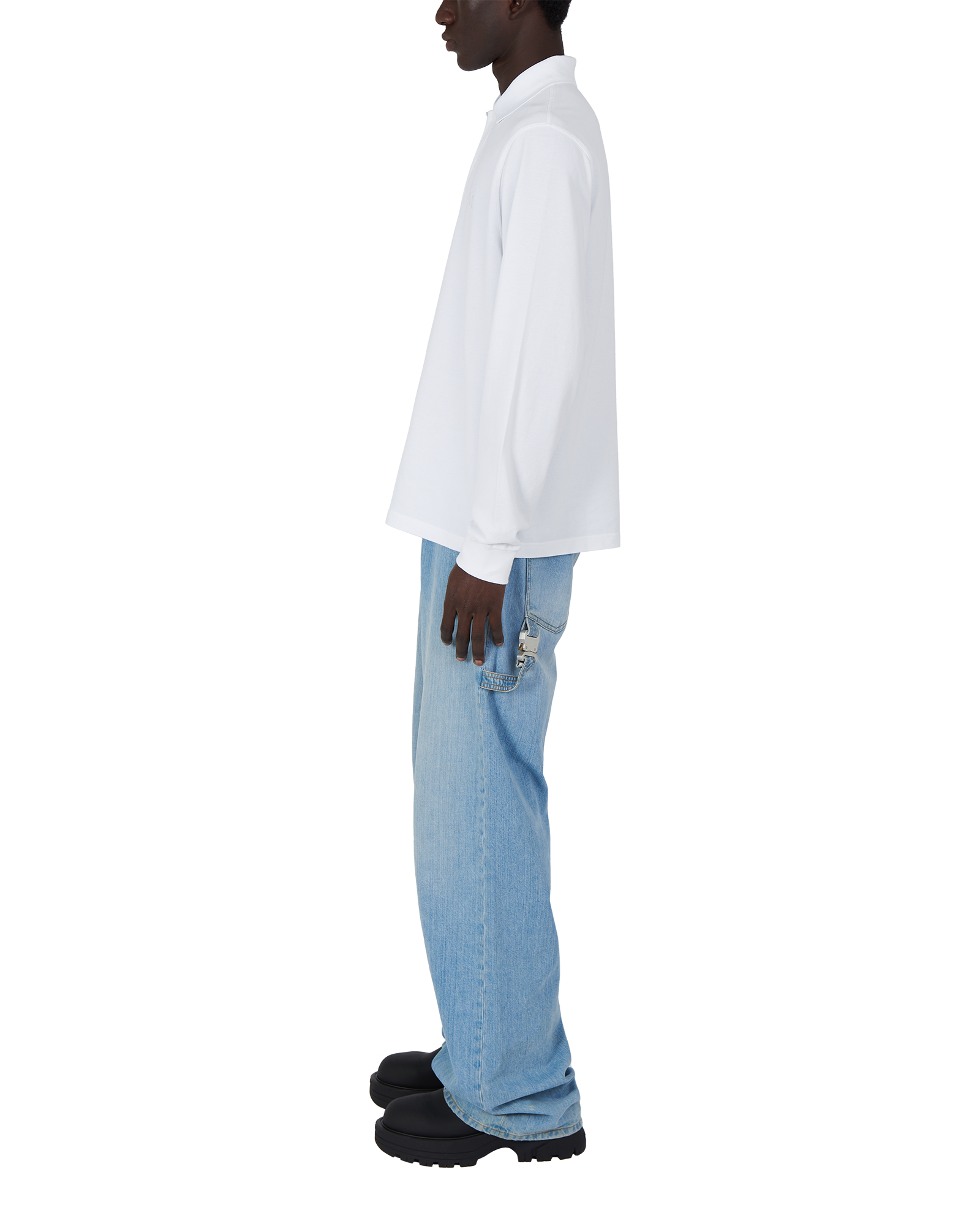 WHITE LONG SLEEVE POLO SHIRT