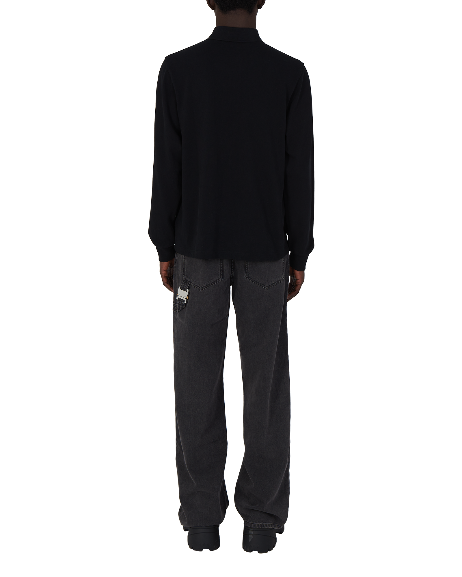 BLACK LONG-SLEEVE POLO SHIRT