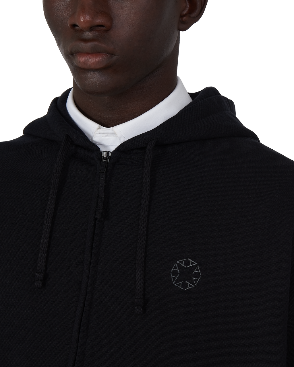 BLACK BOXY ZIP-UP HOODIE