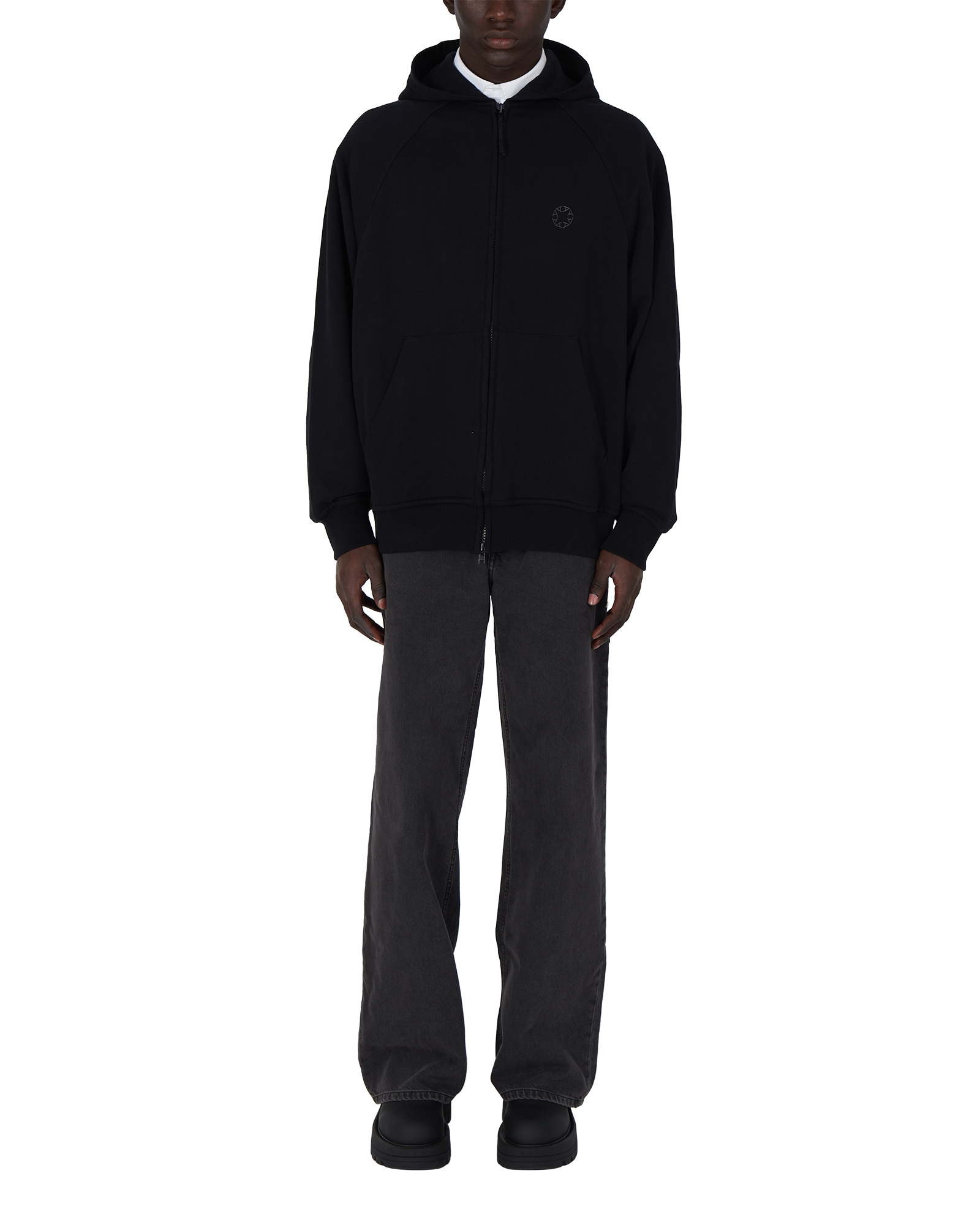 BLACK OVERSIZED ZIP-UP HOODIE