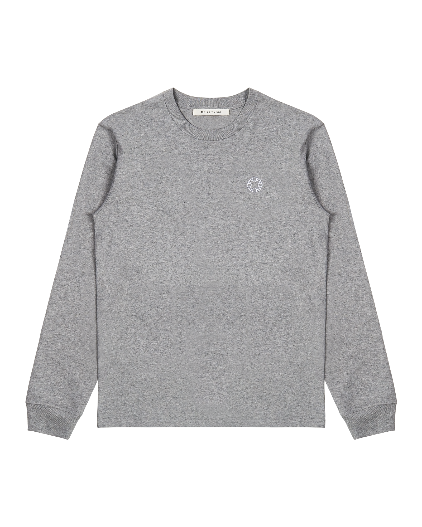 GREY EMBROIDERED LOGO LONG SLEEVE T-SHIRT