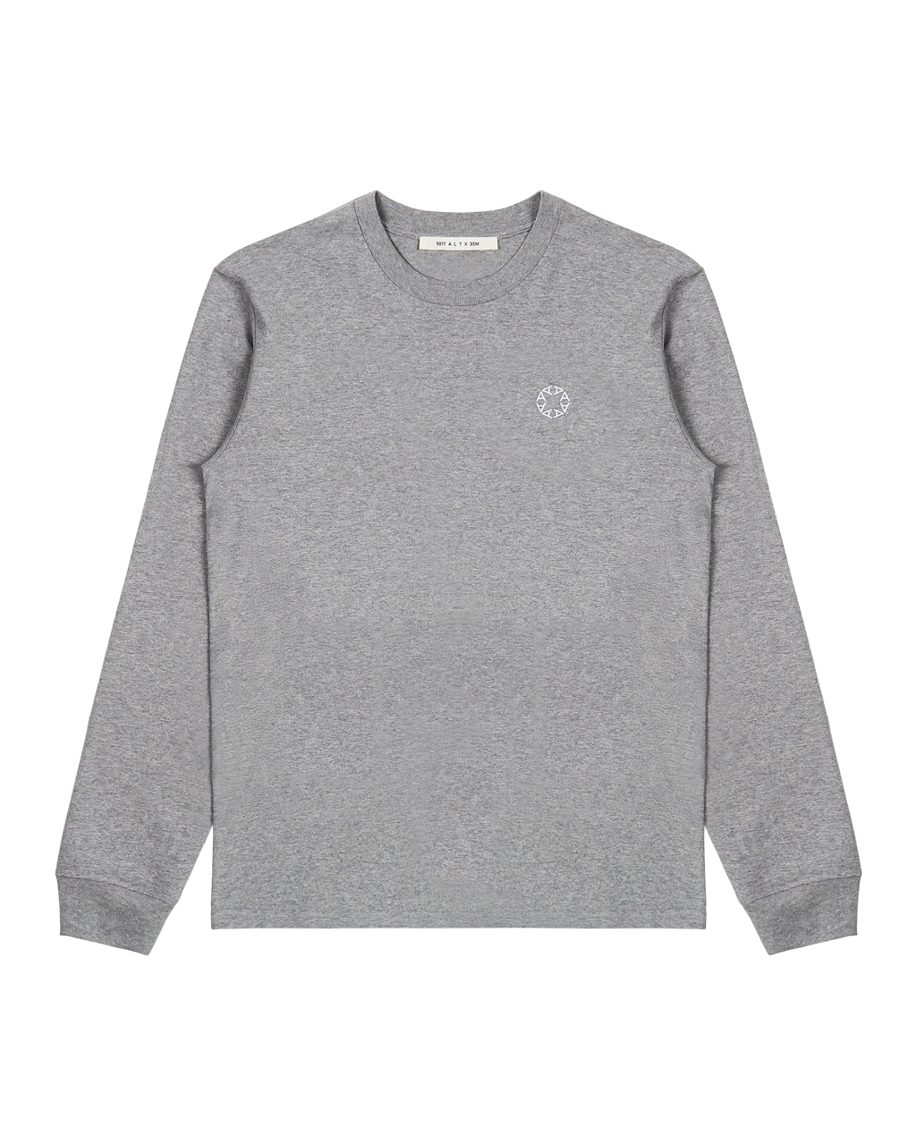 GREY EMBROIDERED LOGO LONG SLEEVE T-SHIRT