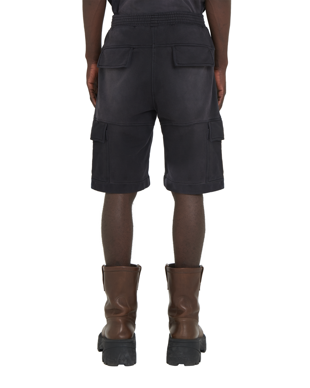 BLACK GARMENT DYE CARGO SHORTS