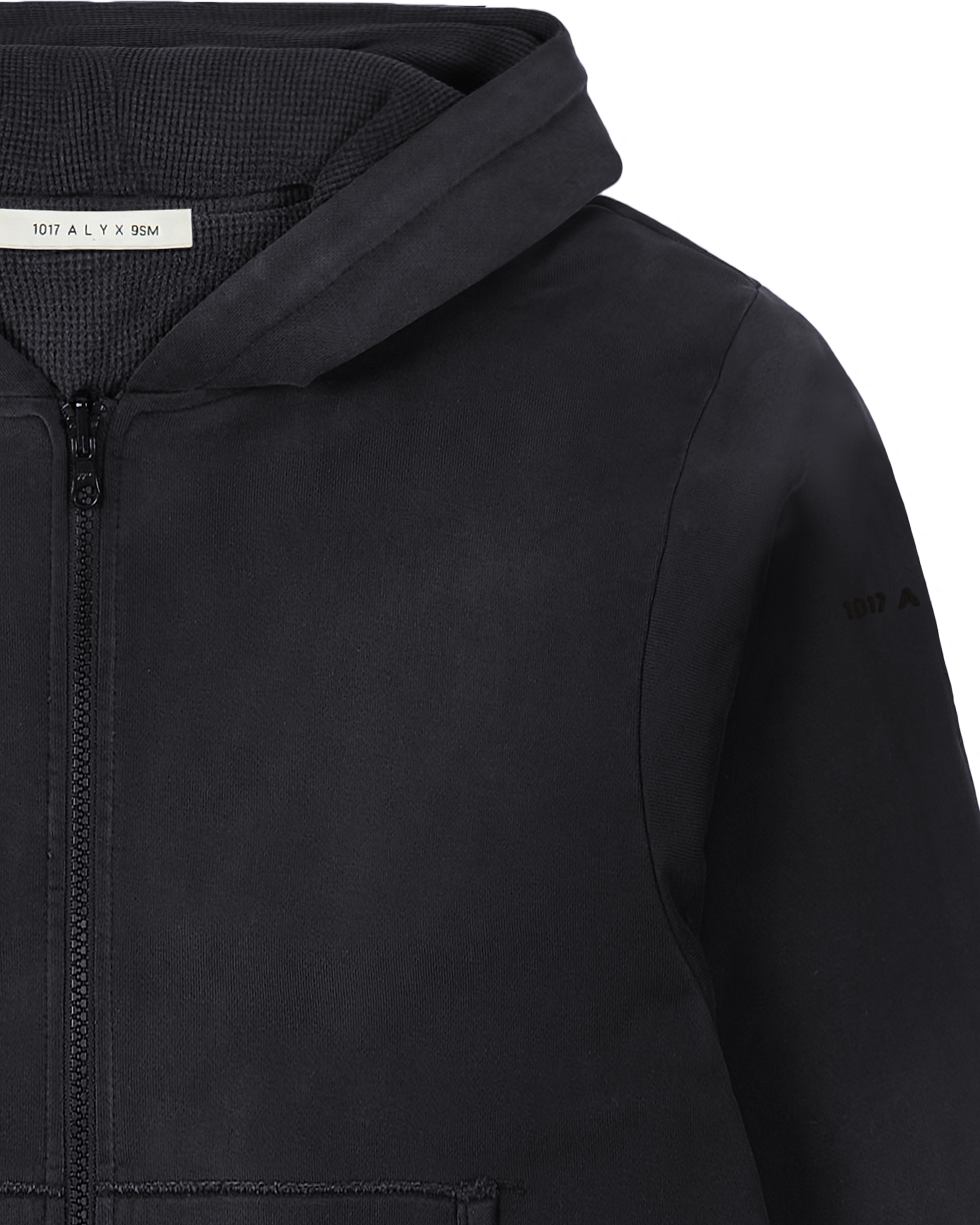 BLACK GARMENT DYE REVERSIBLE ZIP-UP HOODIE