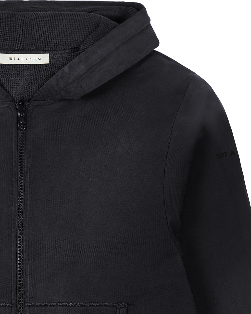 BLACK GARMENT DYE REVERSIBLE ZIP-UP HOODIE